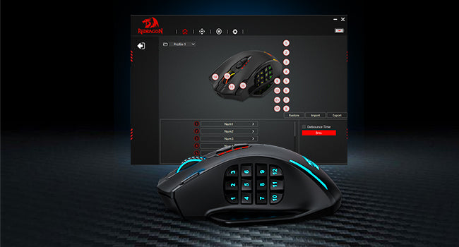 Redragon M913 MAX Wireless 26000 DPI MMO Optical Gaming Mouse with 16 Programmable Buttons