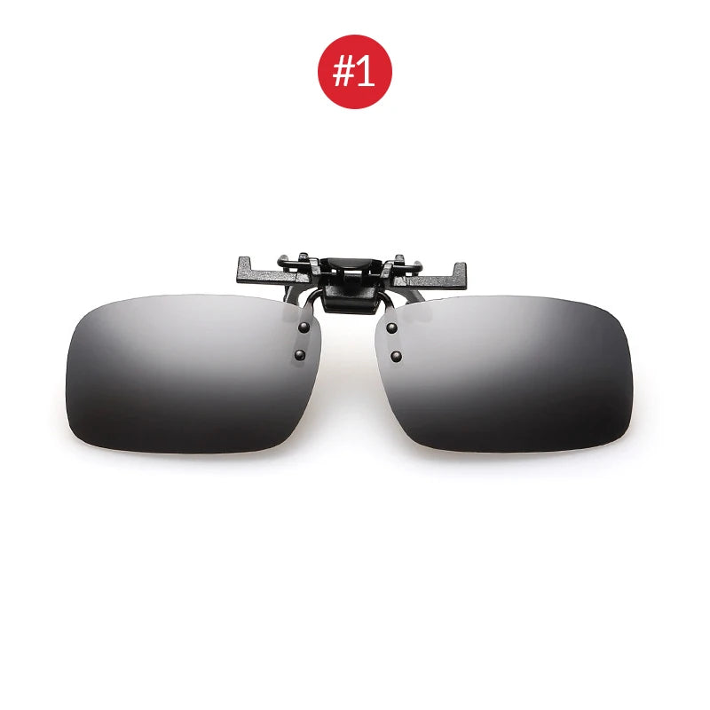 VIVIBEE Men Polarized Flip Up Clip on Sunglasses Black Driving UV400 Women Square S M L Goggles Night Vision Fishing Glasses