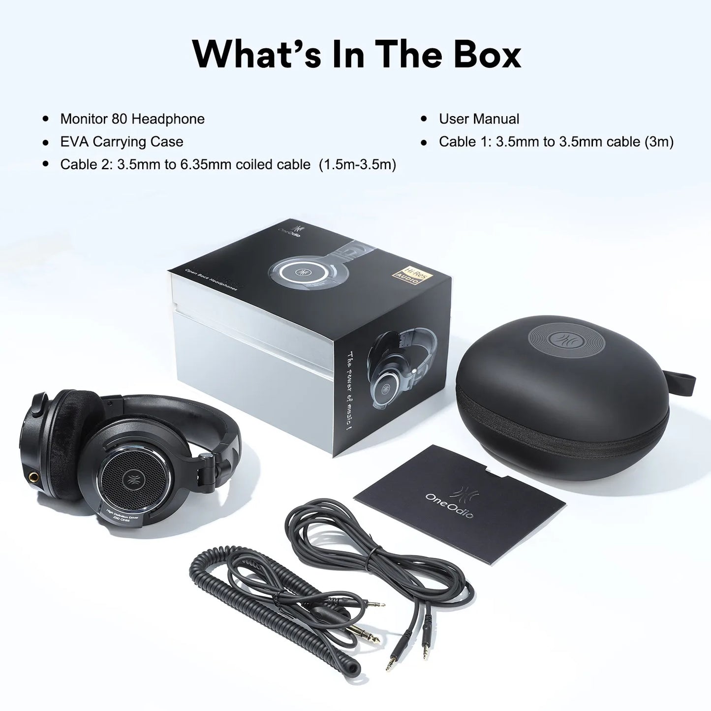 Oneodio Monitor 80 Open Back Headphones Wired Over Ear 250Ω Audiophile HiFi Headphones Hi-Res Audio Professional Studio Headset
