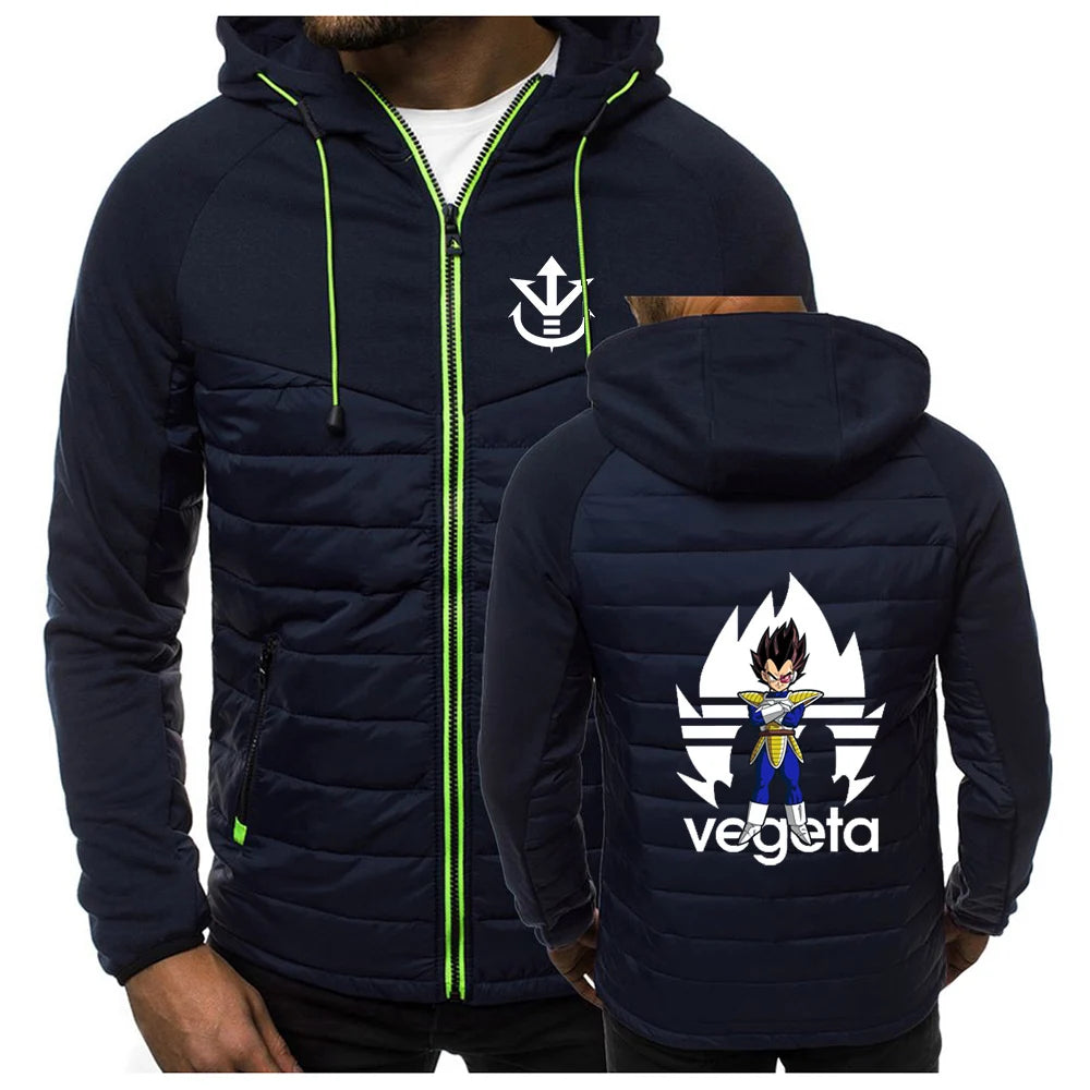 2026 Men's Saiyan Vegeta Avant-garde Style Patchwork Jacket Spring and Autumn Dragon Ball Logo Print Trendy Coat Hoodies