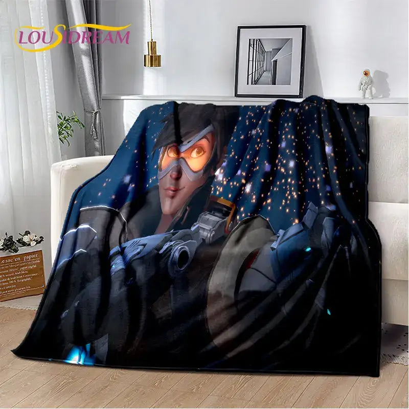 Overwatch Game Gamer D.Va Reaper Soft Plush Blanket, Flannel Blanket Throw Blanket for Living Room Bedroom Bed Sofa Picnic Kid 3D