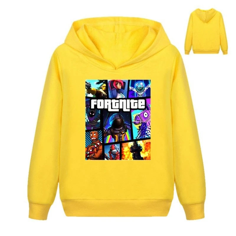 Sudaderas infantiles con estampado de Fortnite, estilo cartoon, cómodas y holgadas, con manga larga, para otoño e invierno