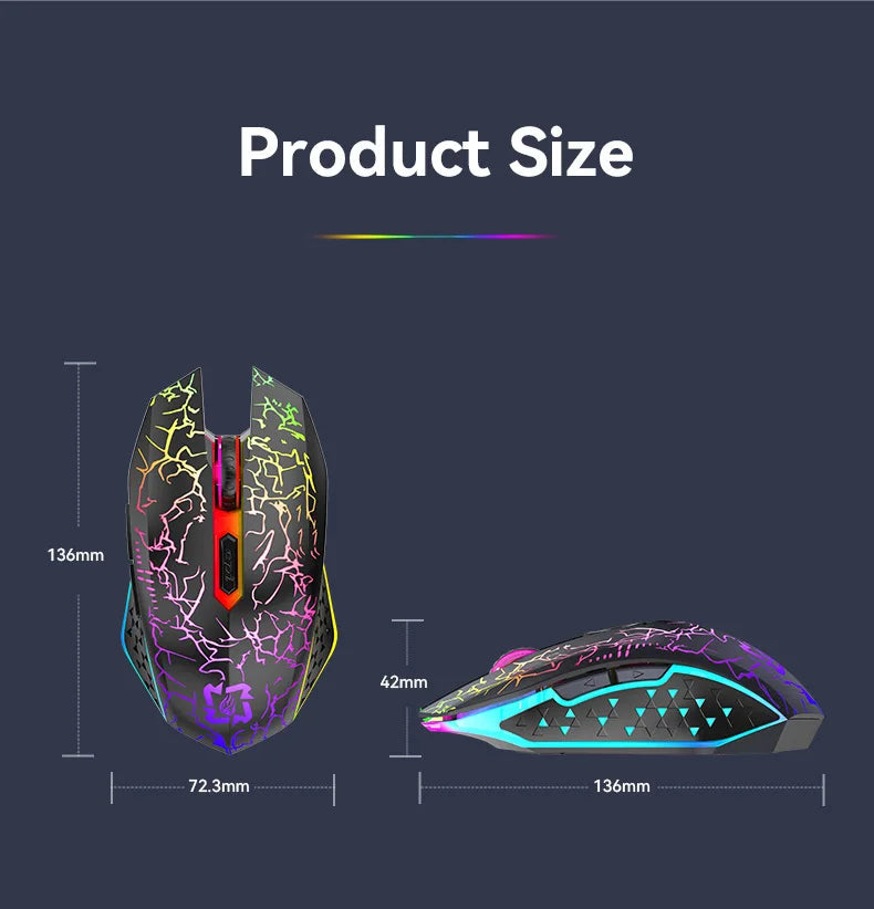 2.4GHz Bluetooth Wireless Mouse Rechargeable RGB Backlight Mice 1600 DPI Ergonomic Design Gaming Mouse for PC Laptop Macbook