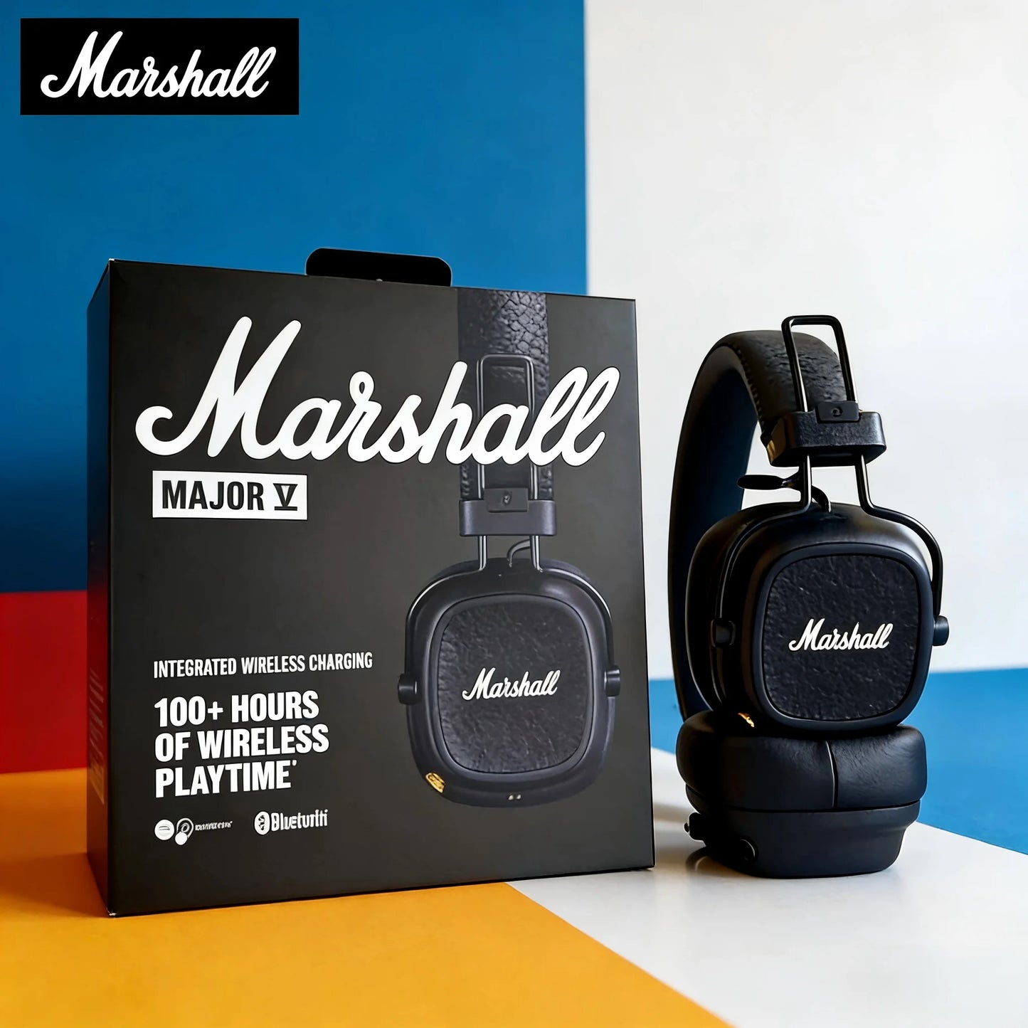 Marshall Major V 5 Wireless On-Ear Headphones - Bluetooth Deep Bass Stereo Sound Sports Gaming Headset with Mic