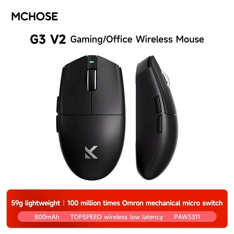 MCHOSE G3 Ultra Wireless Gaming Tri-Mode Mouse PAW3395 26000DPI 8K Polling Rate 64g Ultra-Lightweight Office Mouse