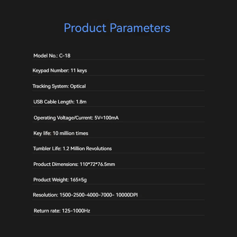 ZELOTES C18 Upright Mouse 11 Key Optical Mouse 10000DPI Support Programming Comfortable Gaming Mouse