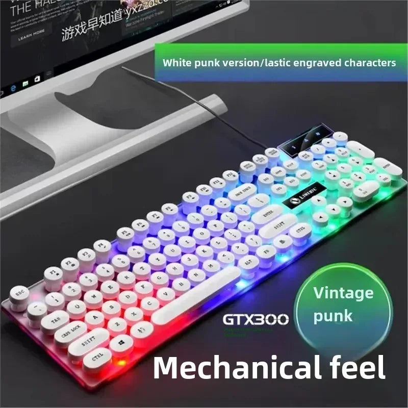 Mechanical Keyboard Gaming Keyboard E-sports Game Office Computer Notebook Desktop Steampunk English USB for Gaming