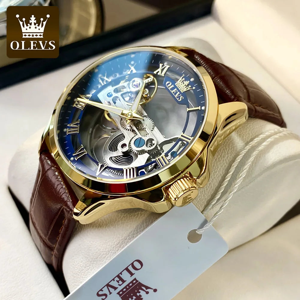 OLEVS 6661 Men Top Brand Watch Luxury All Transparent Hollow Men Mechanical Watch Original Fashion Waterproof Classic Men Watch