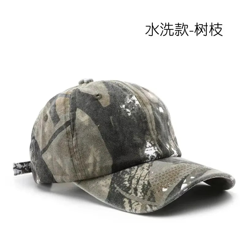 1 PC Unisex Hiking Camouflage Tactics Baseball Cap Leaves Jungle Hat Unstructured Cotton 6 Panel Baseball Cap