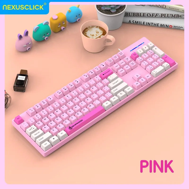 NexusClick Wireless Gaming Office Keyboard&Mouse Set Smart Power Saving Full Size 104 Keys 1600DPI Adjustable USB for Laptop PC