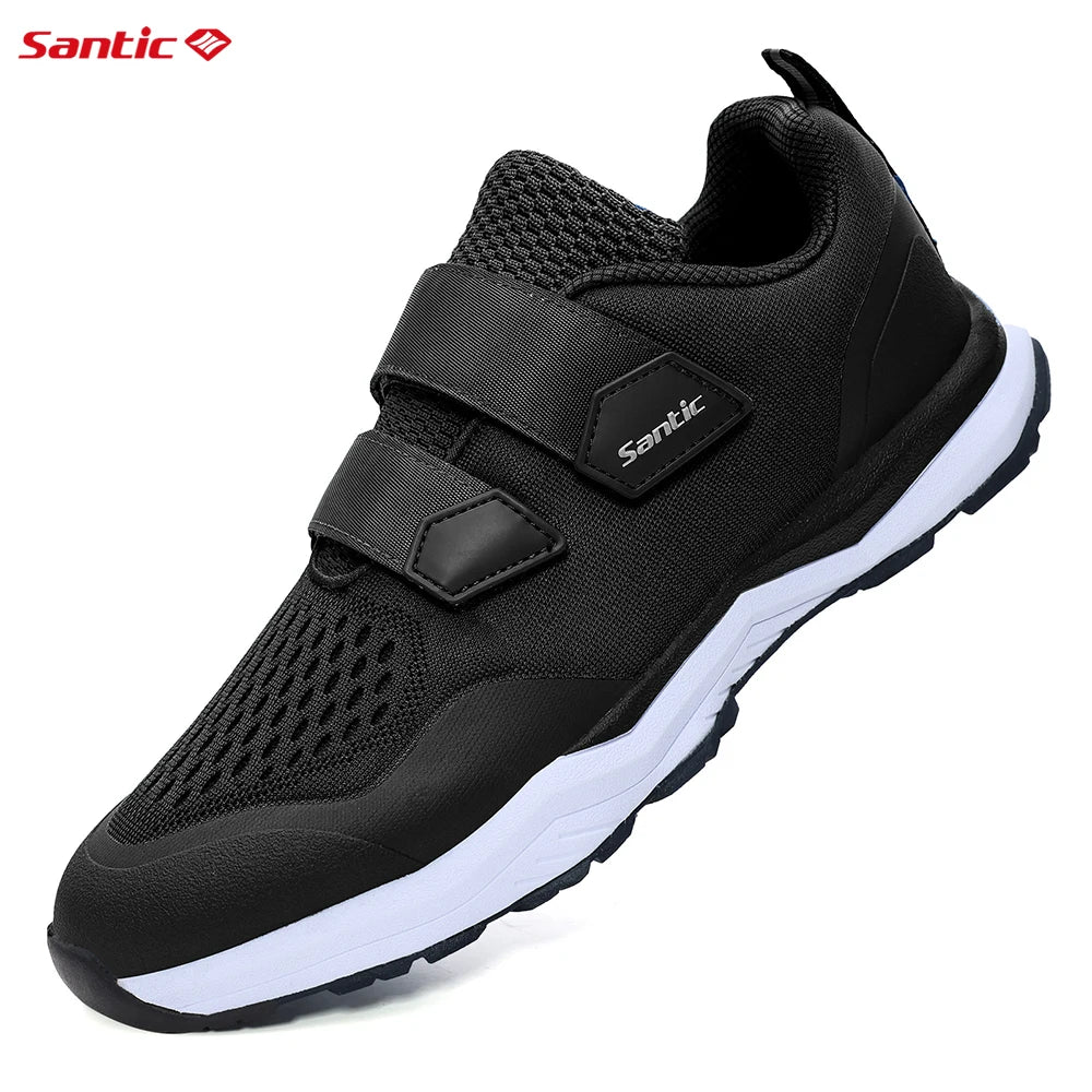 Santic Cycling Shoes Multi-purpose Running SPD Indoor Leisure Shoes Rubber Sole Hook Loop Design 3D Mesh Fabric Sneakers Unisex