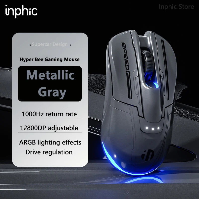 INPHIC Super Racing Car Series Wireless Bluetooth Gaming Mouse 500mA Battery Level Display Light Effect Customization