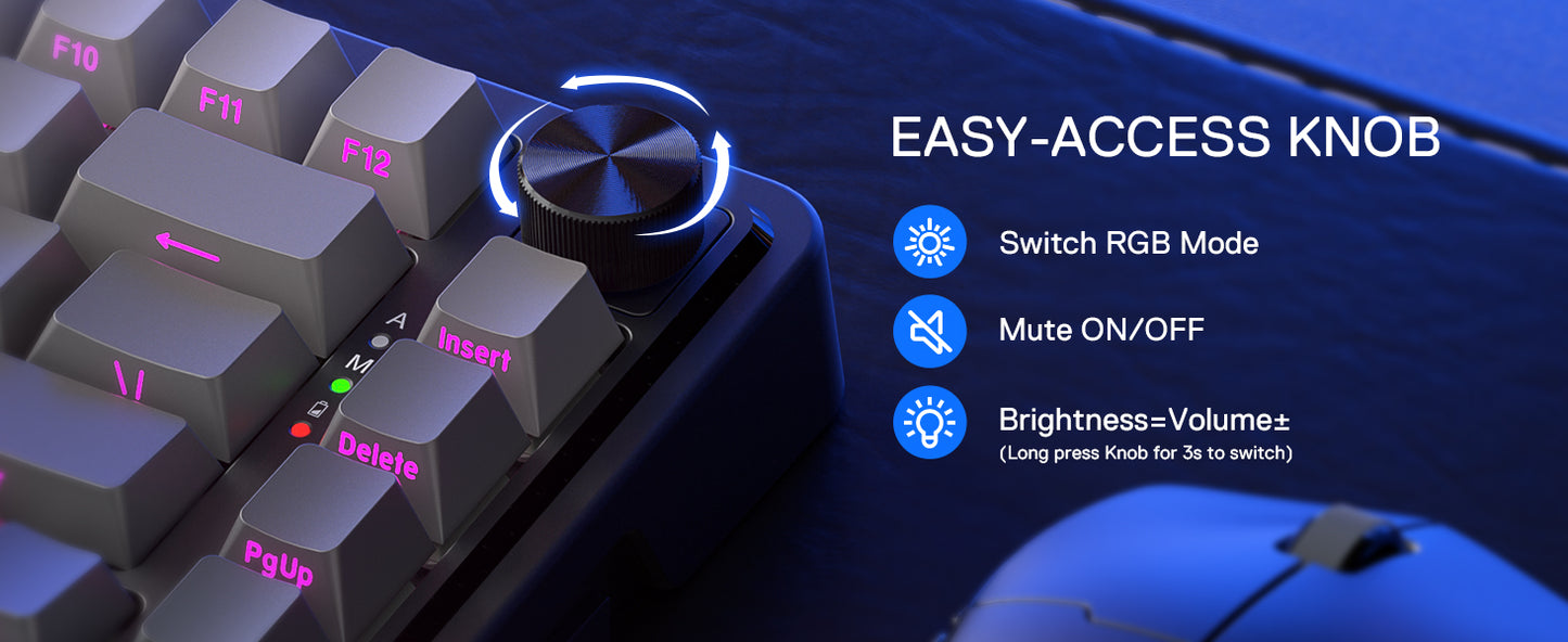 Redragon K724 PRO Wireless Gasket Gaming Hot-Swap South-Facing RGB Socket, Gradient PBT Keycaps Keyboard