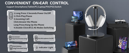ATTACK SHARK L80 Ultra-Light Tri-Mode Gaming Headset Lightweight Wireless 600mAh Battery for PC/PS4/PS5/Switch/Xbox