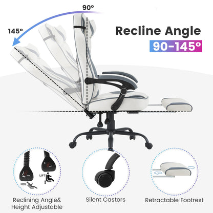 WOLTU Rotatable Computer Armchair Swivel Gaming Chair with Pocket Spring Cushion Ergonomic Office Chair Wide Seat Footrest