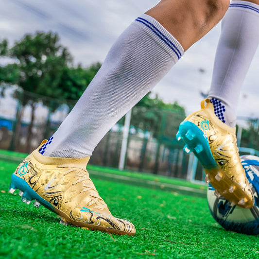 Men Professional Football Boots High-Top Soccer Cleats FG & TF Sneakers for Outdoor Training & Matches Multi-Color Wear-resistan