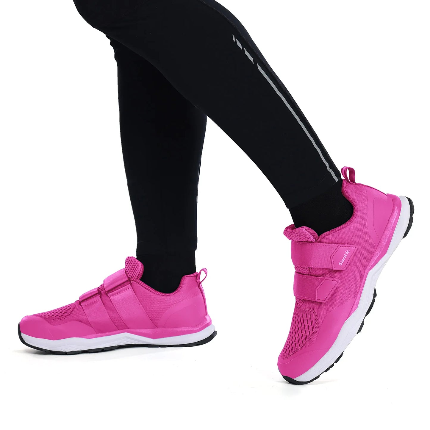 Santic Cycling Shoes Multi-purpose Running SPD Indoor Leisure Shoes Rubber Sole Hook Loop Design 3D Mesh Fabric Sneakers Unisex