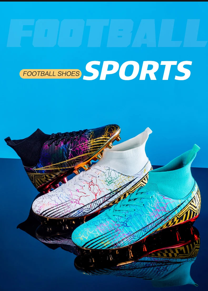 Men's Football Shoes Professional Gold Plated FG Soccer Cleats High Performance Sports Sneakers for Artificial Grass Competitive