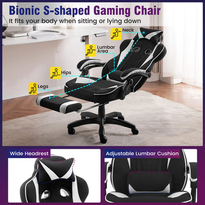 WOLTU Executive Office Chair Breathable Gaming Chair Ergonomic Gamer Computer Chair with Lumbar Cushion Headrest Footrest
