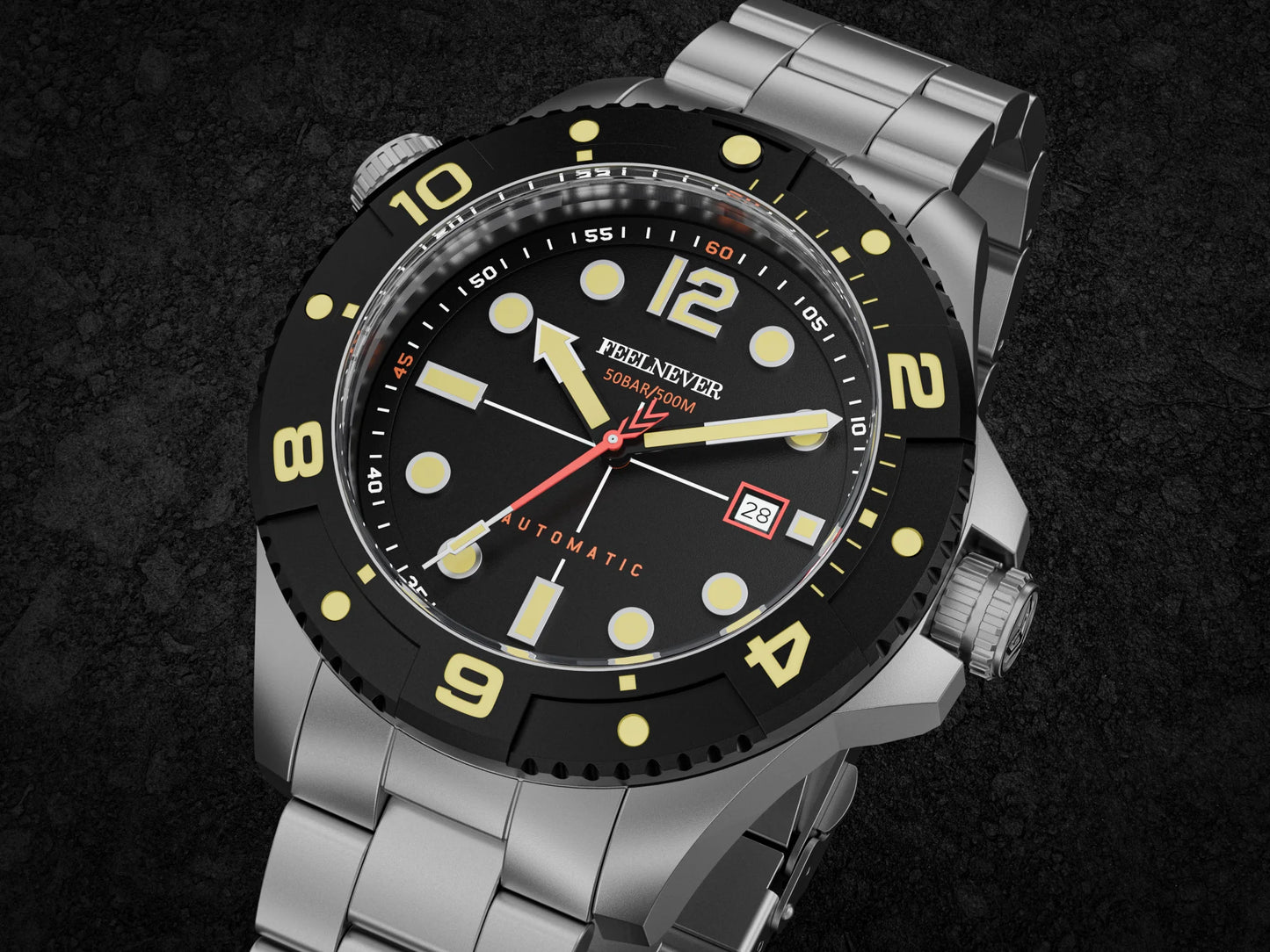 FeelNever Top Brand Luxury Mechanical Watch Profession Casual Sport Stainless Steel Automatic Men's Watches Fashion Wristwatches