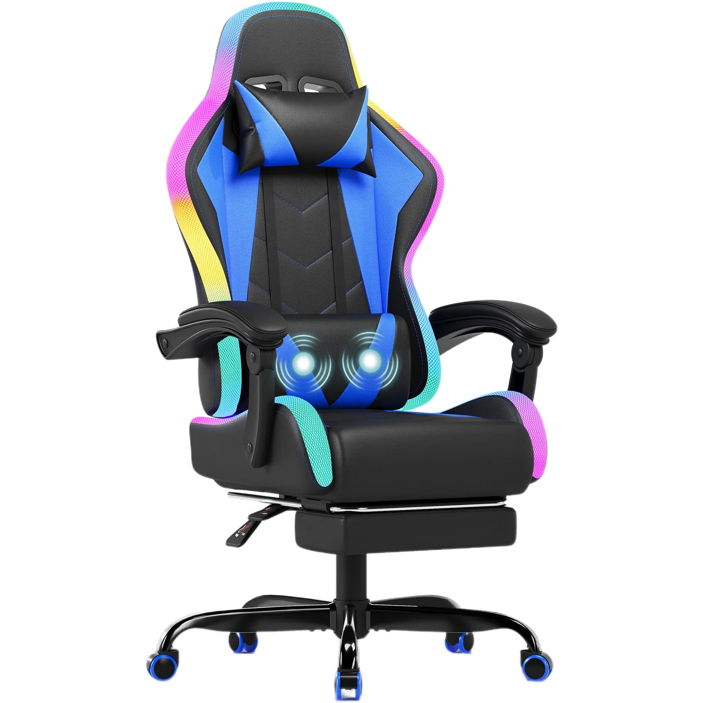 HOMALL LED Gaming Chair Multiple Light Effects Ergonomic with Footrest, Headrest and Lumbar Support Desk Chair