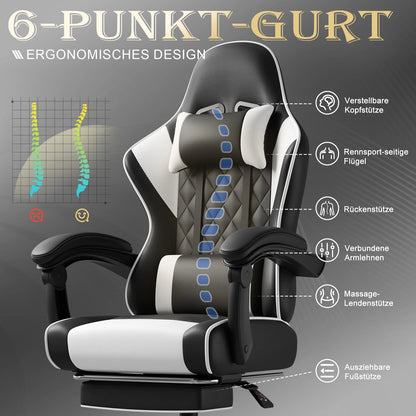 HOMALL Height Adjustable Massage Gaming chair Ergonomic Design with Lumbar Support Headrest Swivel chair