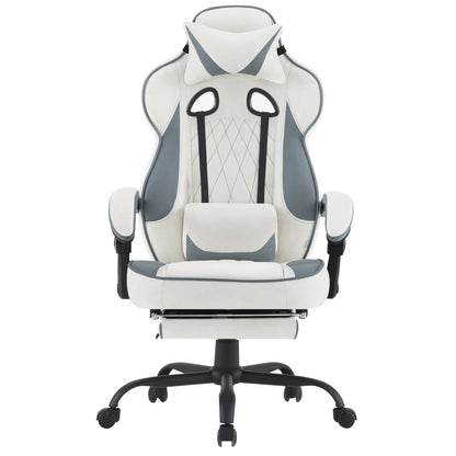 WOLTU Swivel Gaming Chair with Pocket Spring Cushion Ergonomic Office Chair Wide Seat Footrest Rotatable Computer Armchair