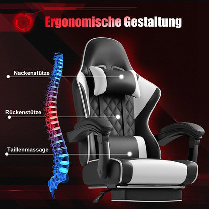 HOMALL Height Adjustable Massage Gaming chair Ergonomic Design with Lumbar Support Headrest Swivel chair