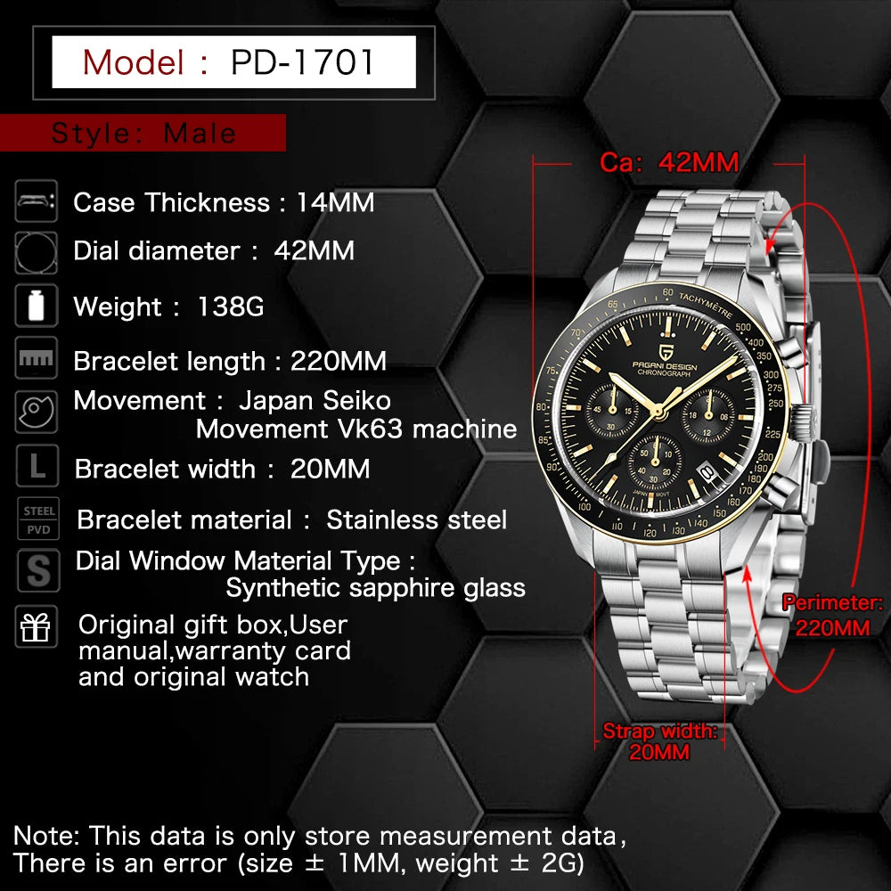 PAGANI DESIGN Moon ST6 luxury automatic men’s Watch, business watch for men, mechanical watch, luminous, sapphire glasses, nylon strap, EU local delivery 2026