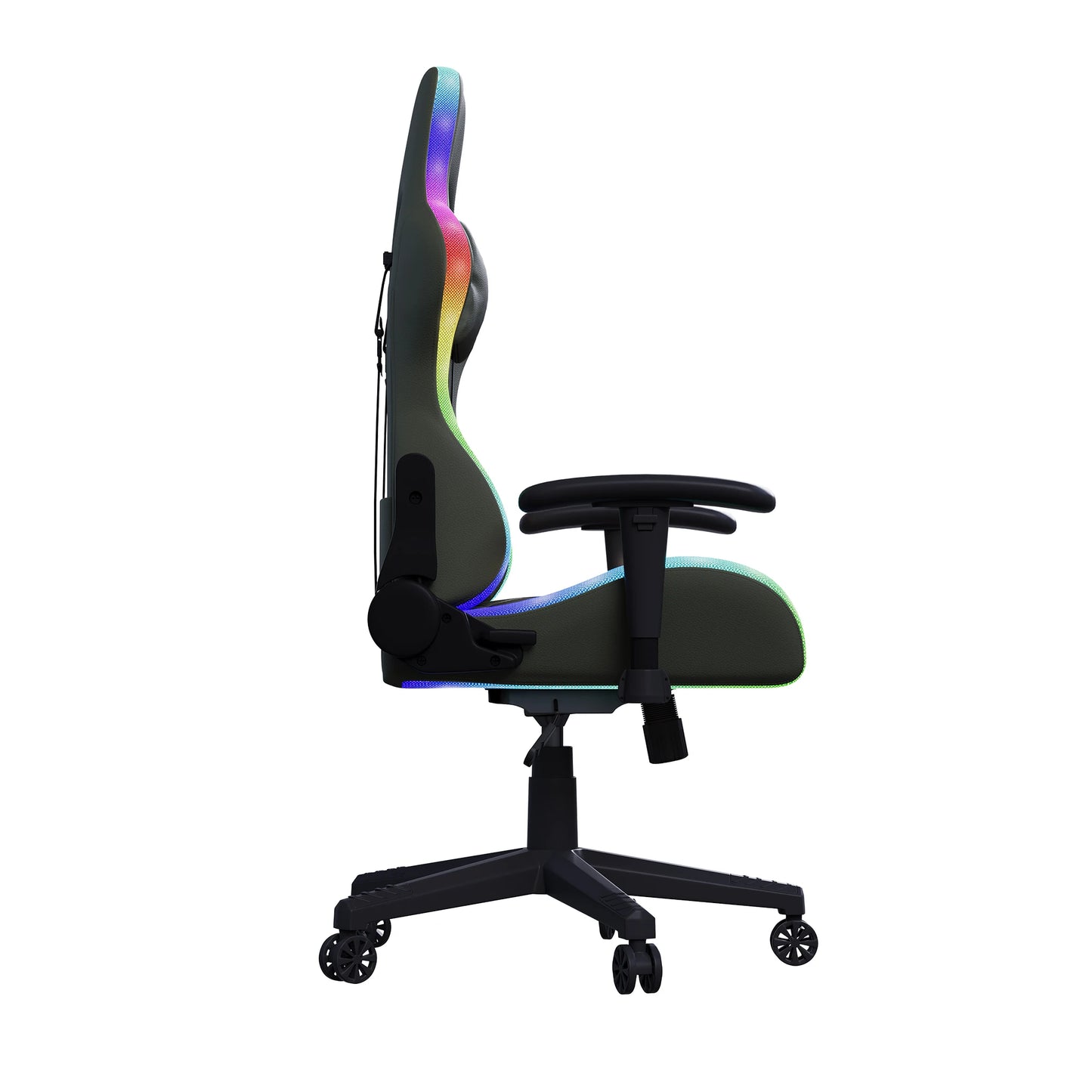 Comanlai Rgonomic Gaming Chair with RGB Lighting, PVC Leather Computer Chair, Adjustable Seat Height and Backrest, Waist Massage
