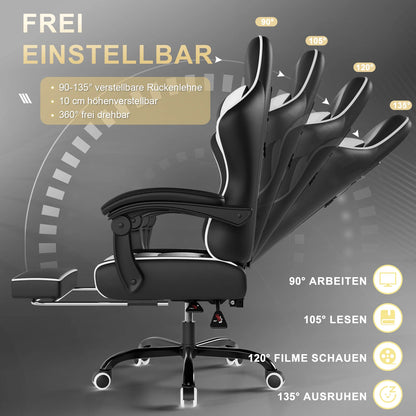 HOMALL Height Adjustable Massage Gaming chair Ergonomic Design with Lumbar Support Headrest Swivel chair