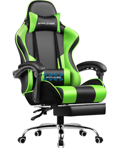 GTPLAYER Gaming chair with Massage Ergonomic Desk chair Footrest Headrest Rotary chair for office and Gamers