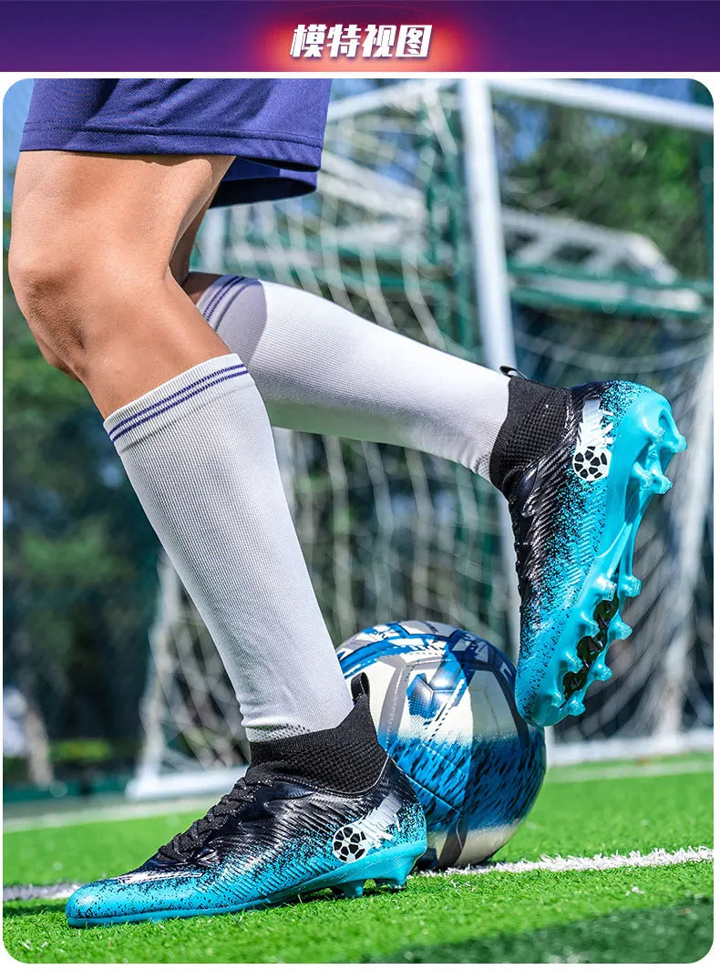 Pro Performance HighCut Soccer Boots FG Long Studs Breathable Lightweight Cleats for Outdoor Grass Matches and Daily Training