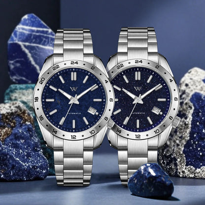 WM Watch Automatic Mechanical 2565  Watches Lapis Lazuli/Blue Sandstone Dial Waterproof AR Coated 100M Welly Merck Watch 223M
