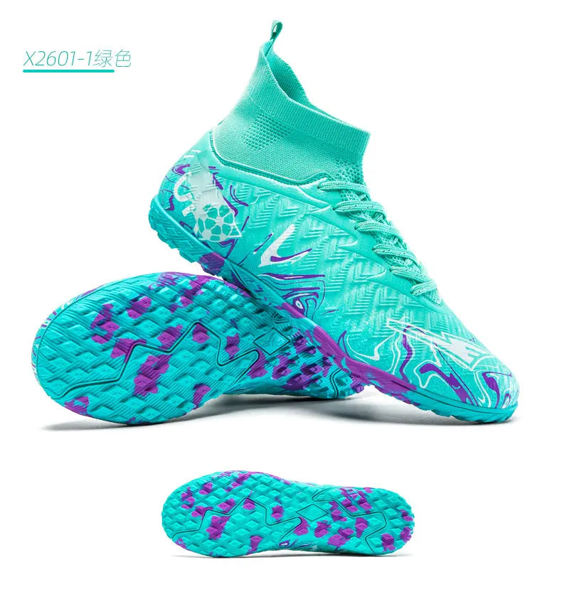 ro Performance HighCut Soccer Boots FG TF Studs Breathable Lightweight Cleats for Outdoor Grass and Turf Training Matches
