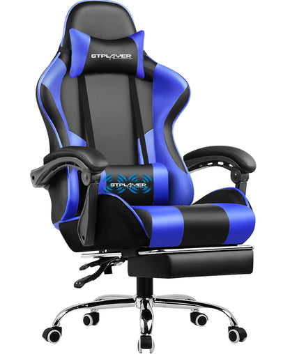 GTPLAYER Gaming chair with Massage Ergonomic Desk chair Footrest Headrest Rotary chair for office and Gamers