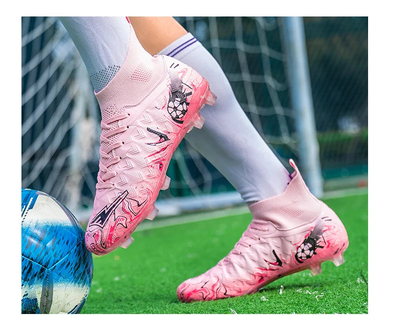 ro Performance HighCut Soccer Boots FG TF Studs Breathable Lightweight Cleats for Outdoor Grass and Turf Training Matches