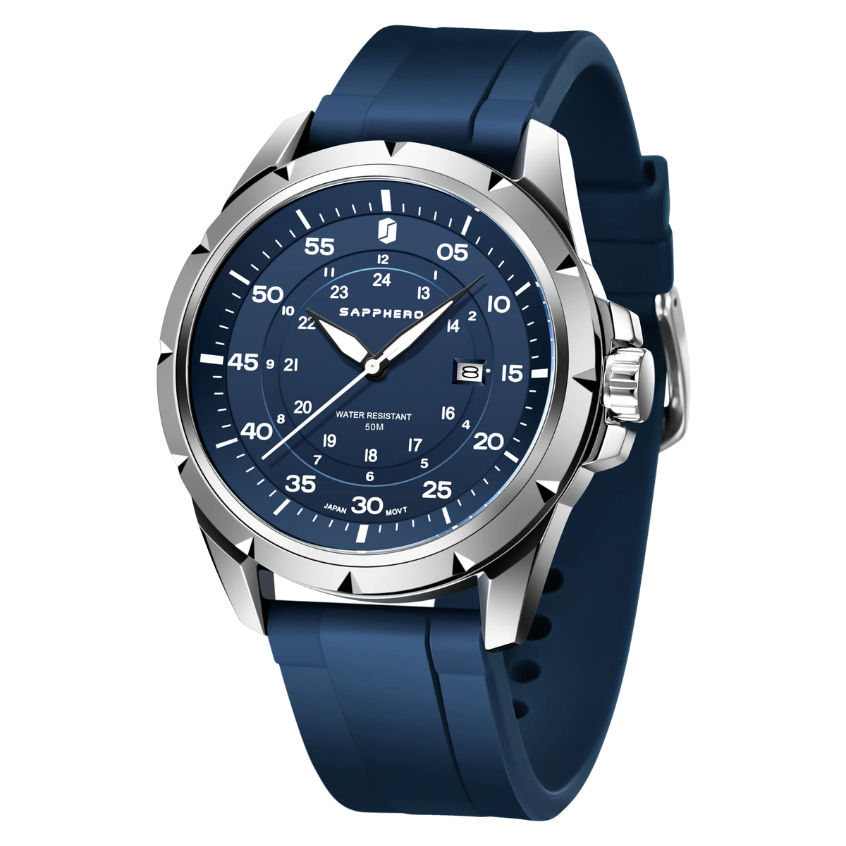Reloj para hombre SAPPHERO: reloj de cuarzo de lujo, resistente al agua hasta 50 m, equipado con un mecanismo importado y una caja de acero inoxidable. Una idea de regalo ideal para hombre.