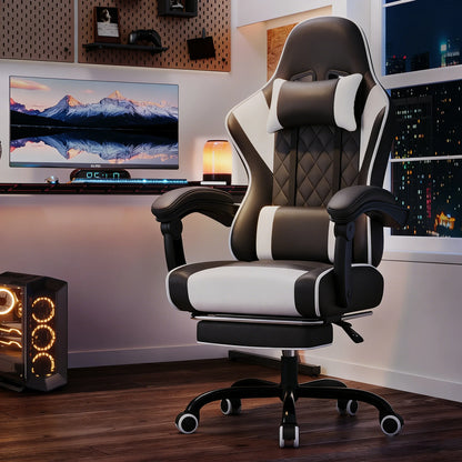 HOMALL Height Adjustable Massage Gaming chair Ergonomic Design with Lumbar Support Headrest Swivel chair