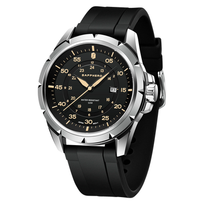 Reloj para hombre SAPPHERO: reloj de cuarzo de lujo, resistente al agua hasta 50 m, equipado con un mecanismo importado y una caja de acero inoxidable. Una idea de regalo ideal para hombre.