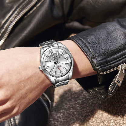 Reloj para hombre NAVIFORCE, totalmente de acero, hermético, estilo informal, movimiento de cuarzo con indicador de fecha – Reloj de pulsera de lujo para hombre, de una marca líder.