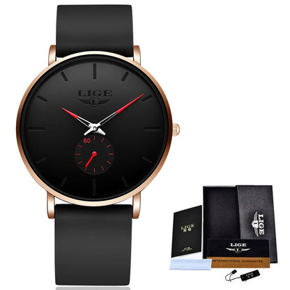 Reloj para hombre LIGE: estilo deportivo y moderno, marca de lujo, resistente al agua, diseño minimalista y ultradelgado, reloj de cuarzo para hombre.