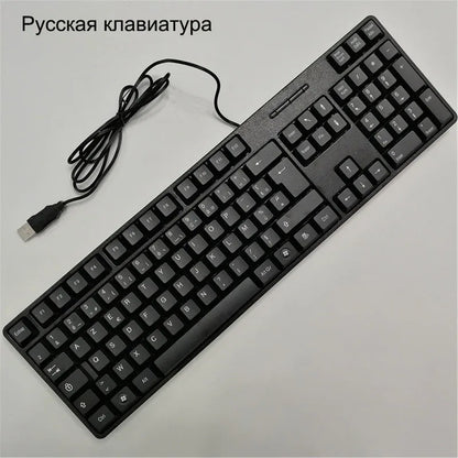 Spanish French  Russian Arabic Letter keycaps Keyboard Gaming Keyboard Usb Wired 104 Keys  For Computer