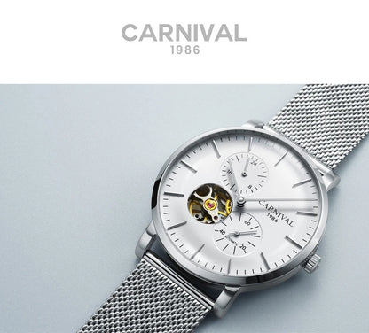 Reloj mecánico para hombre Carnival – Reloj de pulsera automático de lujo con cristal de zafiro