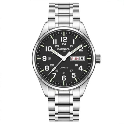 Switzerland Carnival Quartz Watch men 316 Stainless Steel Waterproof Calendar Luminous Military men Watches Reloj Hombre Montre