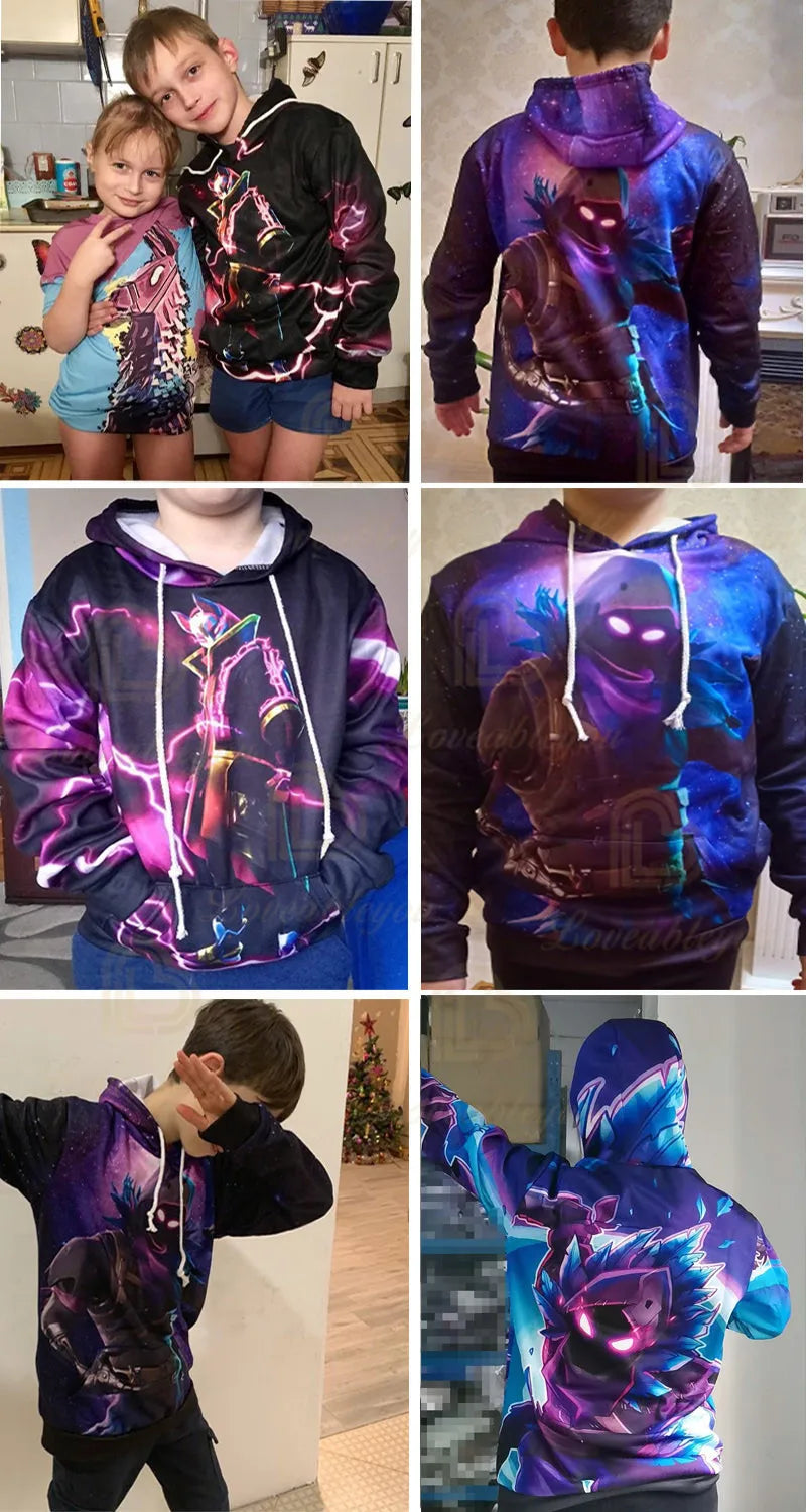 Felpa con cappuccio Fortnite con lama stampato in 3D, stile Battle Royale cartoon, per uomo e donna, felpa da eroe del gioco per adolescenti