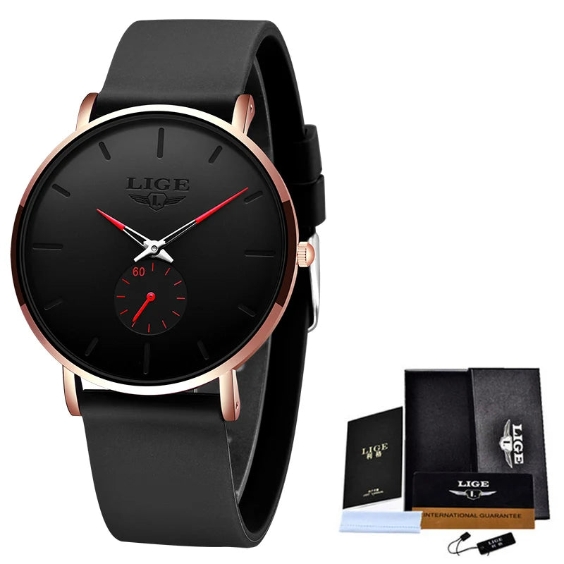 Reloj para hombre LIGE: estilo deportivo y moderno, marca de lujo, resistente al agua, diseño minimalista y ultradelgado, reloj de cuarzo para hombre.
