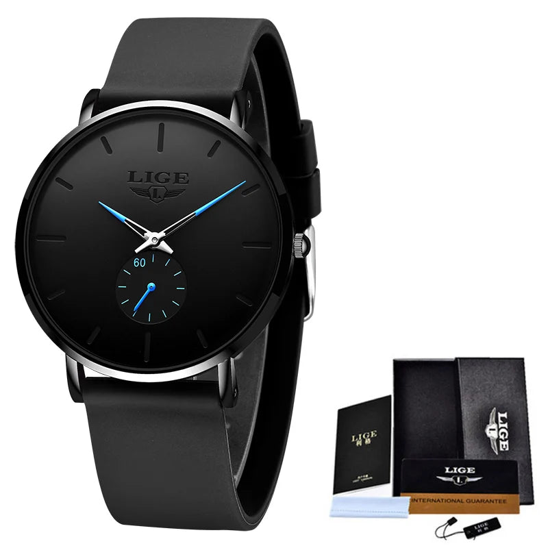 Reloj para hombre LIGE: estilo deportivo y moderno, marca de lujo, resistente al agua, diseño minimalista y ultradelgado, reloj de cuarzo para hombre.