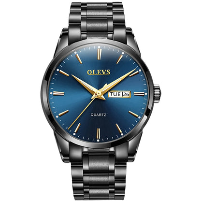 OLEVS Herrenuhr – Quarz-Armbanduhr aus Edelstahl, wasserdicht, vergoldet, elegant und strahlend, luxuriöses Accessoire für Herren