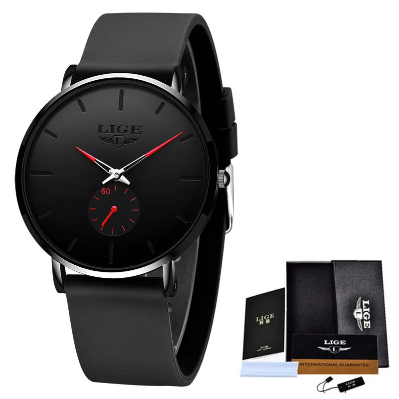 Reloj para hombre LIGE: estilo deportivo y moderno, marca de lujo, resistente al agua, diseño minimalista y ultradelgado, reloj de cuarzo para hombre.